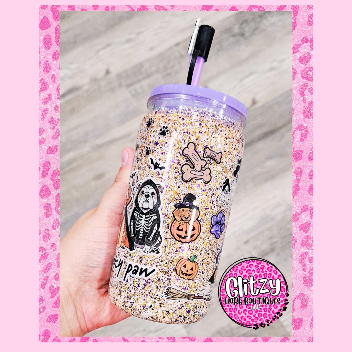 JUST A SPOOKY PAW SNOW GLOBE TUMBLER