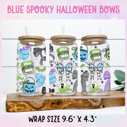 BLUE SPOOKY HALLOWEEN BOWS CUP WRAP