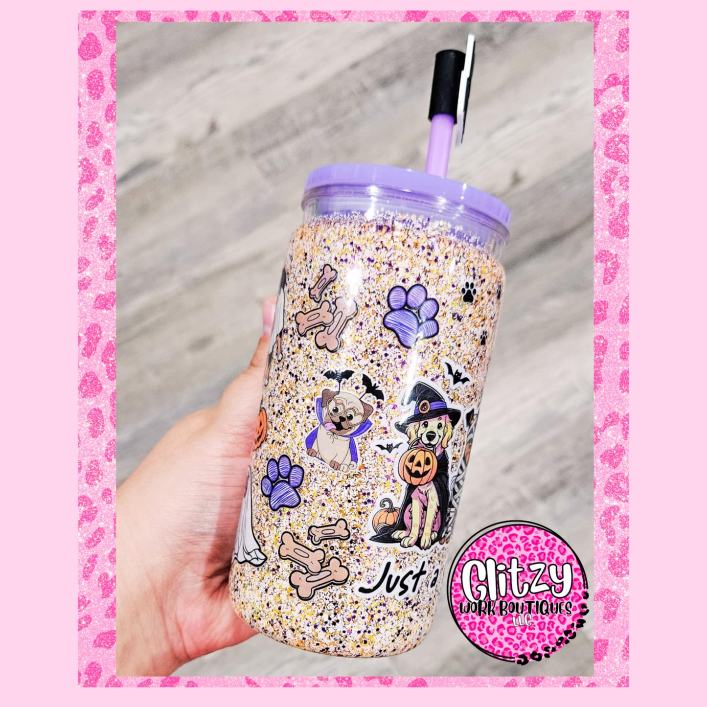 JUST A SPOOKY PAW SNOW GLOBE TUMBLER