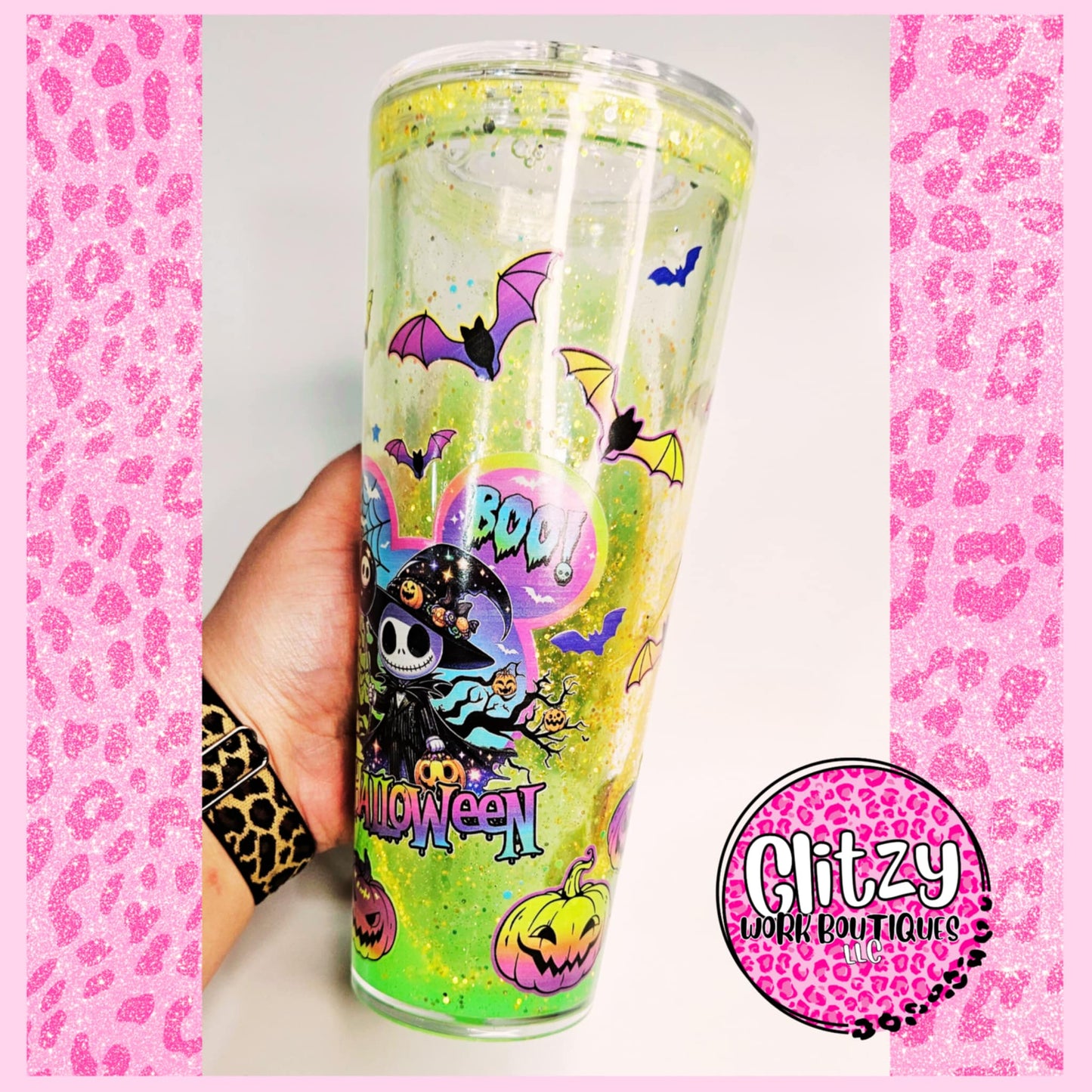 SPOOKY HALLOWEEN (GLOW IN THE DARK) LAVA DRIP SNOW GLOBE TUMBLER
