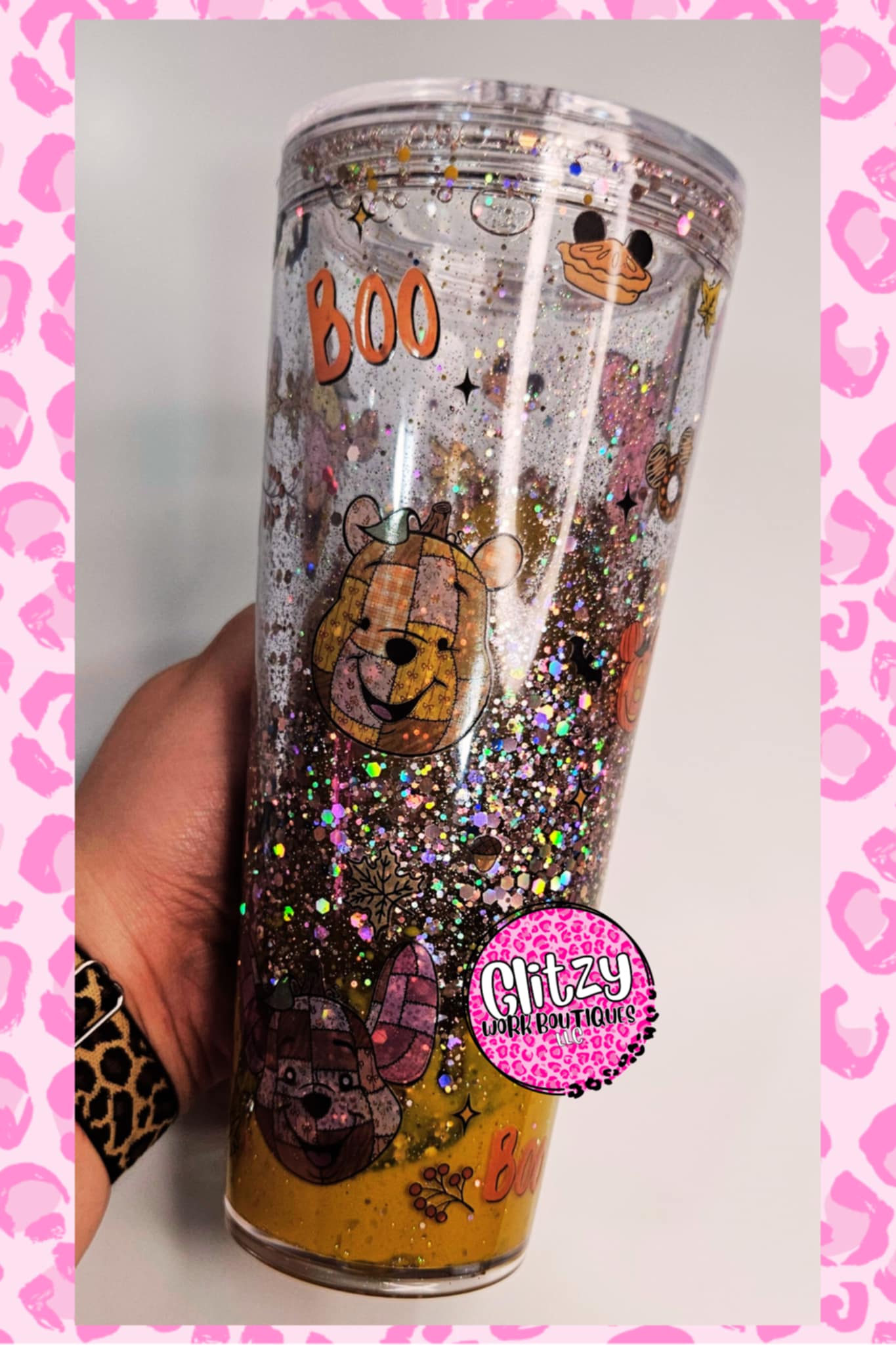 PATCHWORK POOH DUAL LAVA DRIP SNOW GLOBE TUMBLER