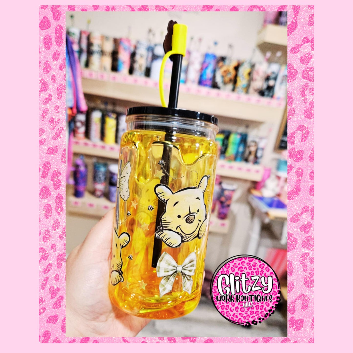 POOH BEAR HUNNY DRIP SNOW GLOBE TUMBLER