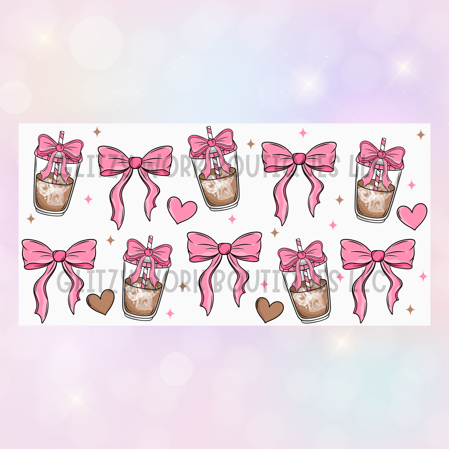 ICED COFFEE COQUETTE BOWS UV CUP WRAP