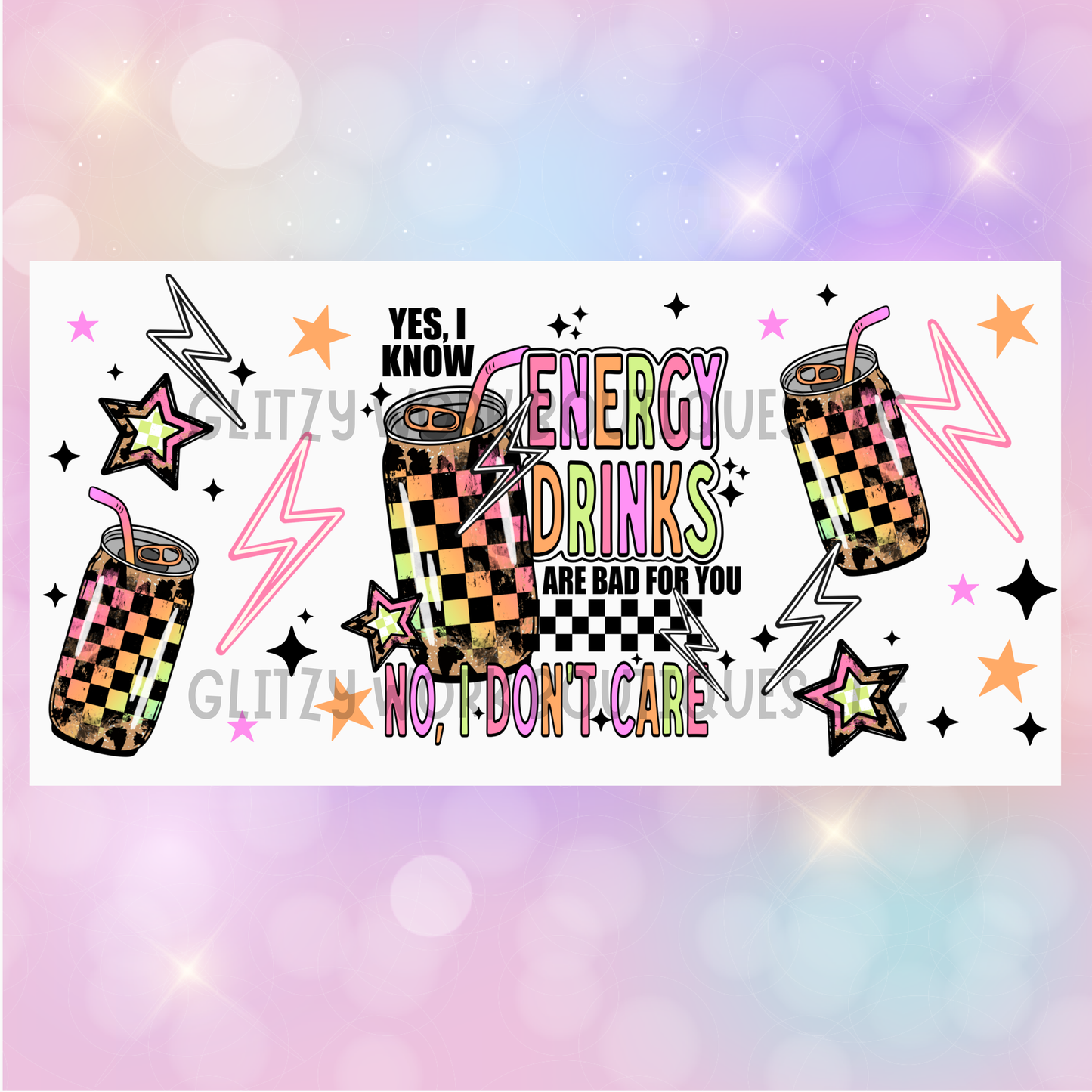 CHECKERED NEON ENERGY DRINKS CUP WRAP