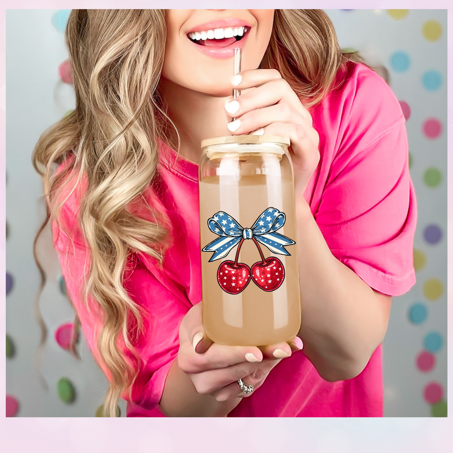 AMERICAN CHERRIES COQUETTE BOW UV CUP DECAL