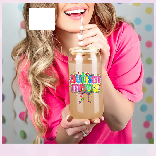 AUTISM MAMA COQUETTE BOW UV CUP DECAL