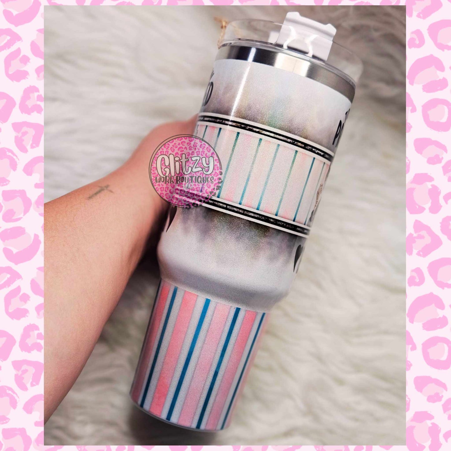 TOMORROW IS NEVER PROMISED BE A BITCH TODAY HOLOGRAPHIC DUPE 40OZ TUMBLER