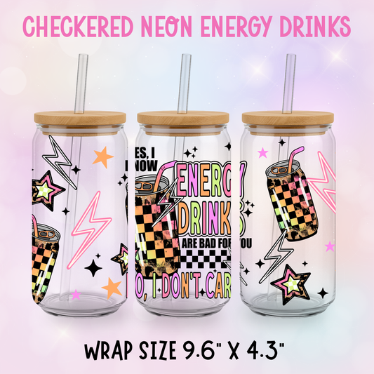 CHECKERED NEON ENERGY DRINKS CUP WRAP