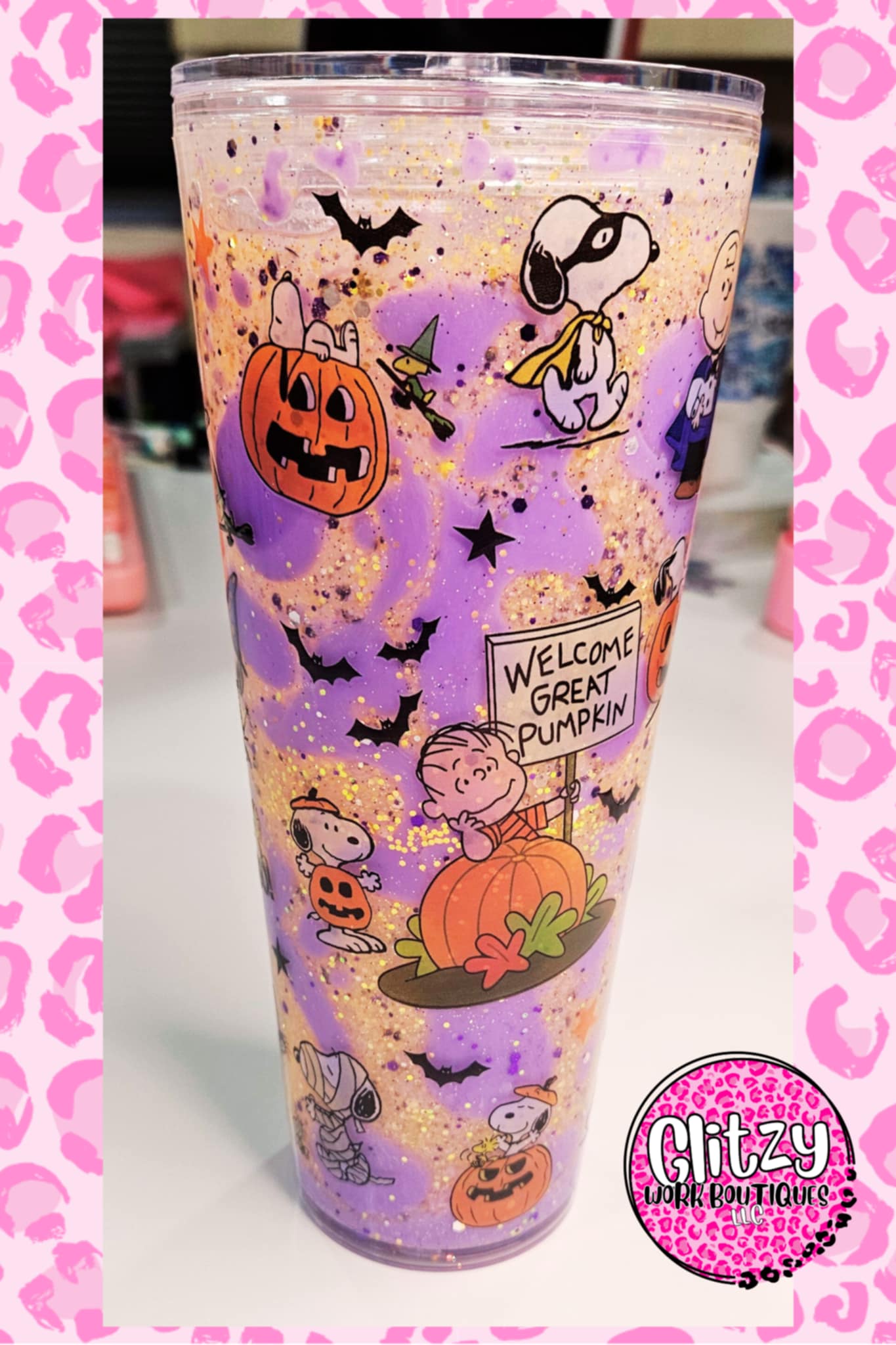 24oz GREAT BIG PUMPKIN DUAL LAVA DRIP SNOW GLOBE TUMBLER