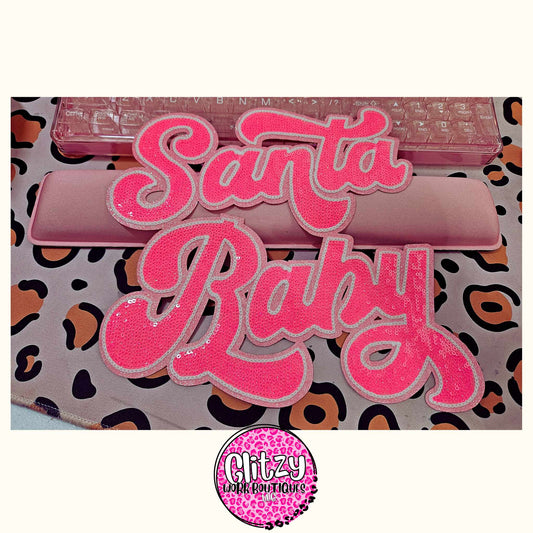 HOT PINK SANTA BABY PATCHED APPAREL
