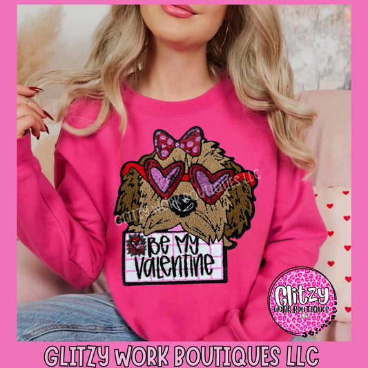 BE MY VALENTINE GOLDEN DOODLE PATCHED APPAREL