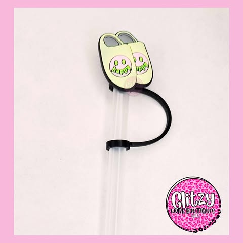 HAPPY SLIPPERS STRAW TOPPER