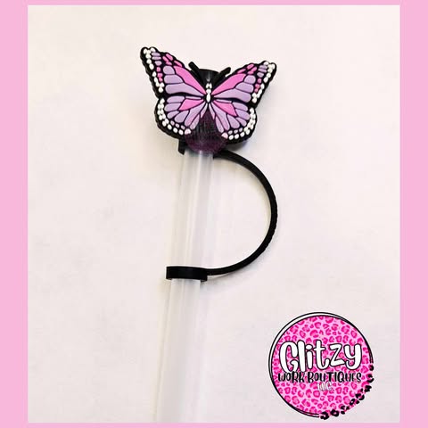 PURPLE BUTTERFLY STRAW TOPPER