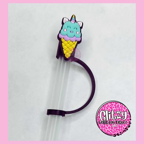 UNICORN ICE CREAM CONE STRAW TOPPER