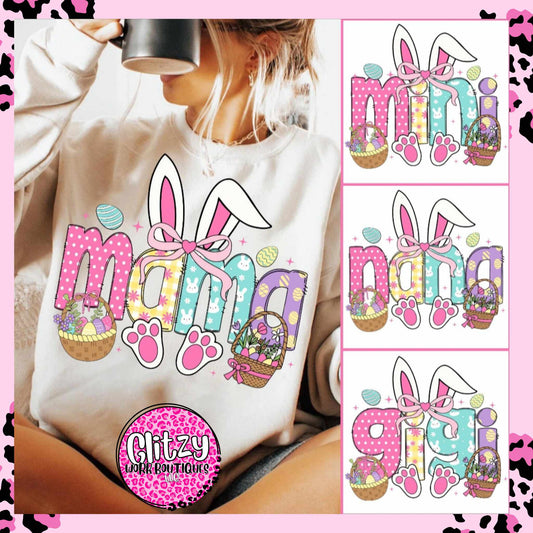 EASTER BUNNY PERSONALIZATION COQUETTE BOW APPAREL