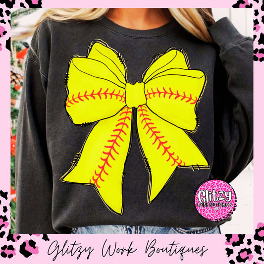 SOFTBALL COQUETTE BOW PRINTED APPAREL