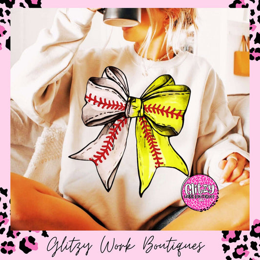SOFTBALL & BASEBALL OF BOTH COQUETTE BOW PRINTED APPAREL