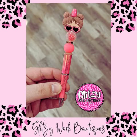 GIRL MESSY HAIR BUN REFILLABLE INK PENS