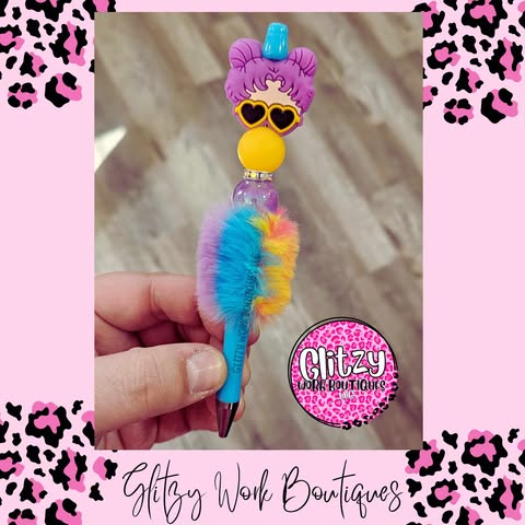 GIRL MESSY HAIR BUN REFILLABLE INK PENS