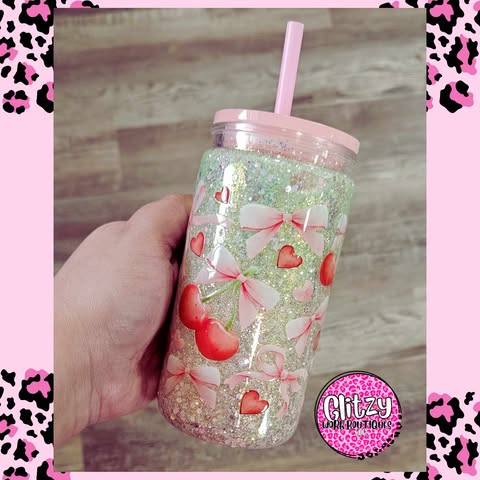 CHERRY & COQUETTE BOWS SNOW GLOBE TUMBLER