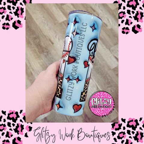 BASEBALL MOM LEOPARD BOW TUMBLER