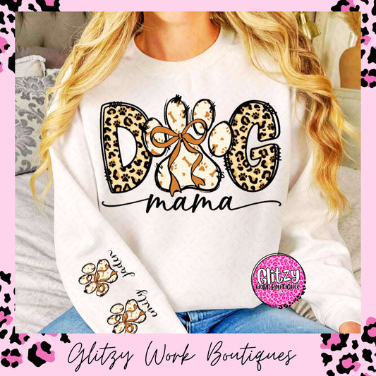 DOG MAMA LEOPARD COQUETTE BOW PRINTED APPAREL