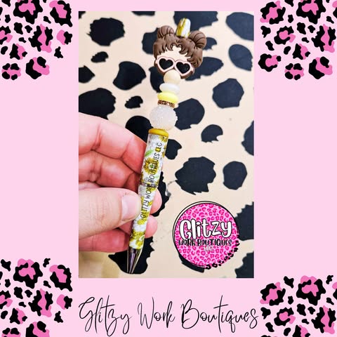 GIRL MESSY HAIR BUN REFILLABLE INK PENS