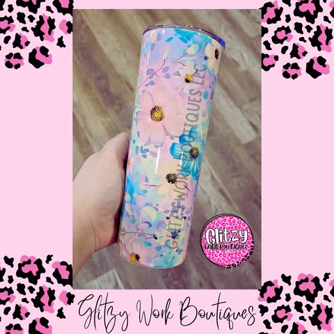 HOLOGRAPHIC FLORAL TUMBLER