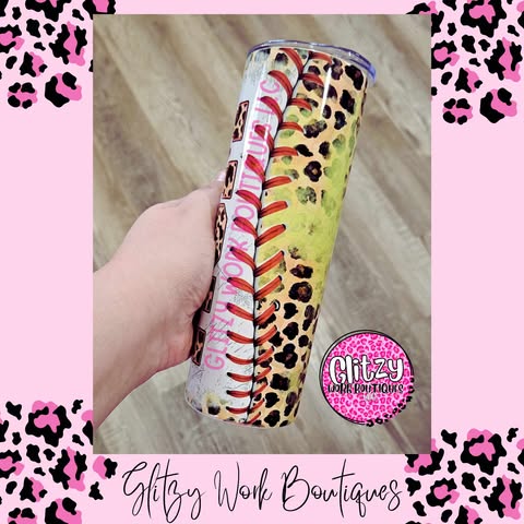 SOFTBALL MOM LEOPARD TUMBLER