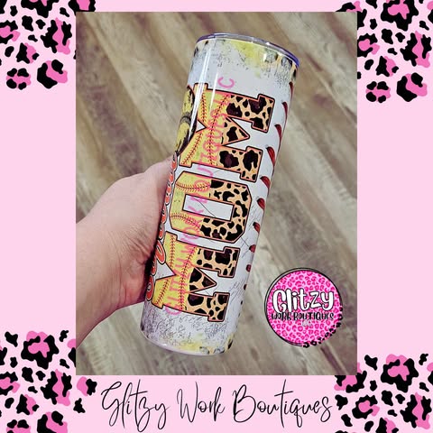 SOFTBALL MOM LEOPARD TUMBLER