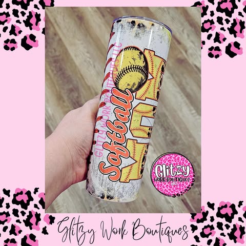 SOFTBALL MOM LEOPARD TUMBLER