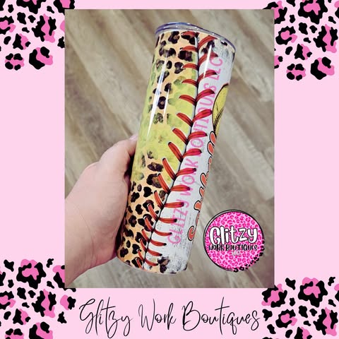 SOFTBALL MOM LEOPARD TUMBLER