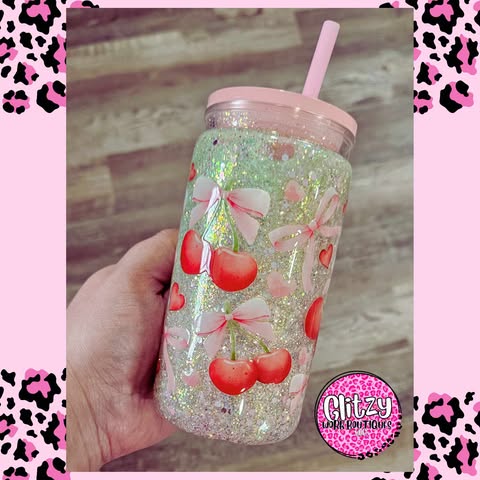 CHERRY & COQUETTE BOWS SNOW GLOBE TUMBLER