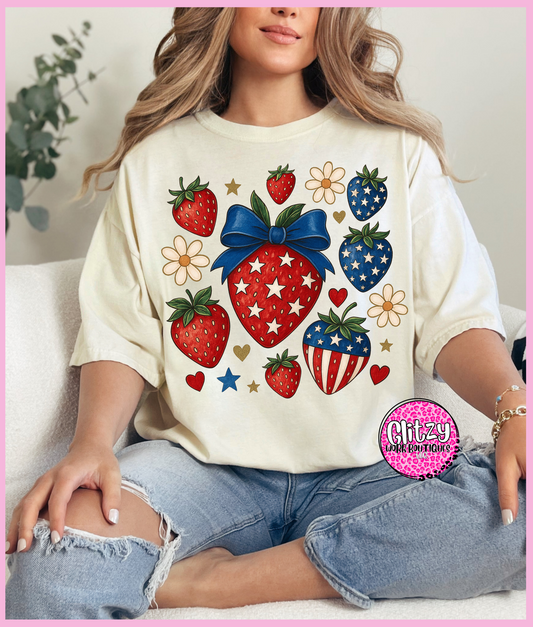 4TH OF JULY STRAWBERRIES PRINTED APPAREL