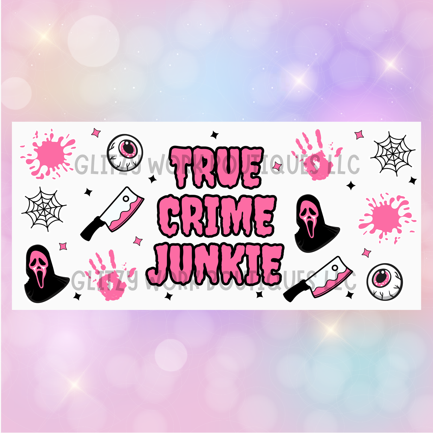 TRUE CRIME JUNKIE PINK CUP WRAP