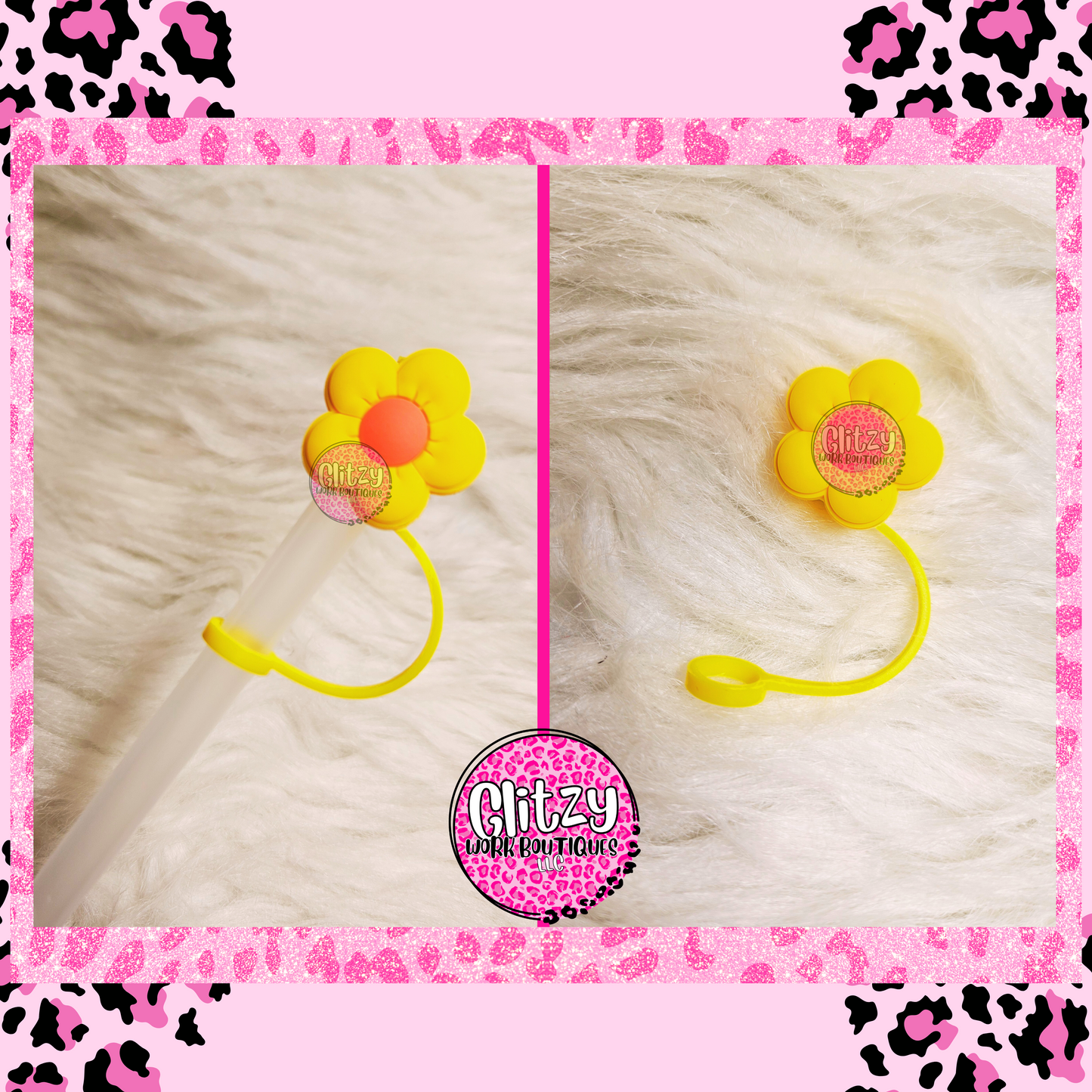DAISY FLOWER STRAW TOPPERS