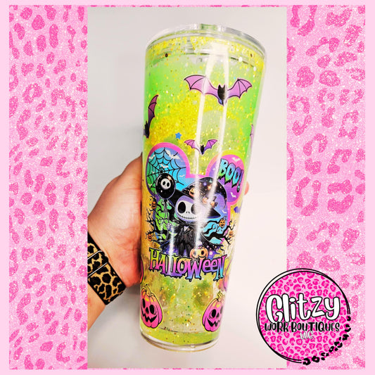 SPOOKY HALLOWEEN (GLOW IN THE DARK) LAVA DRIP SNOW GLOBE TUMBLER