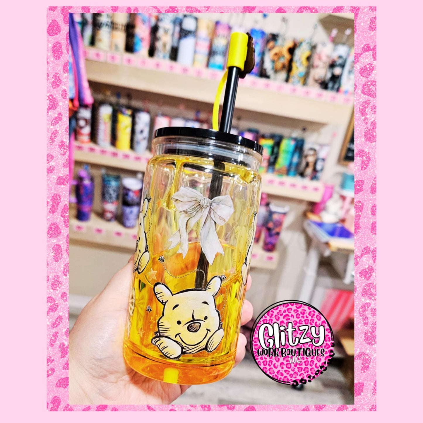 POOH BEAR HUNNY DRIP SNOW GLOBE TUMBLER