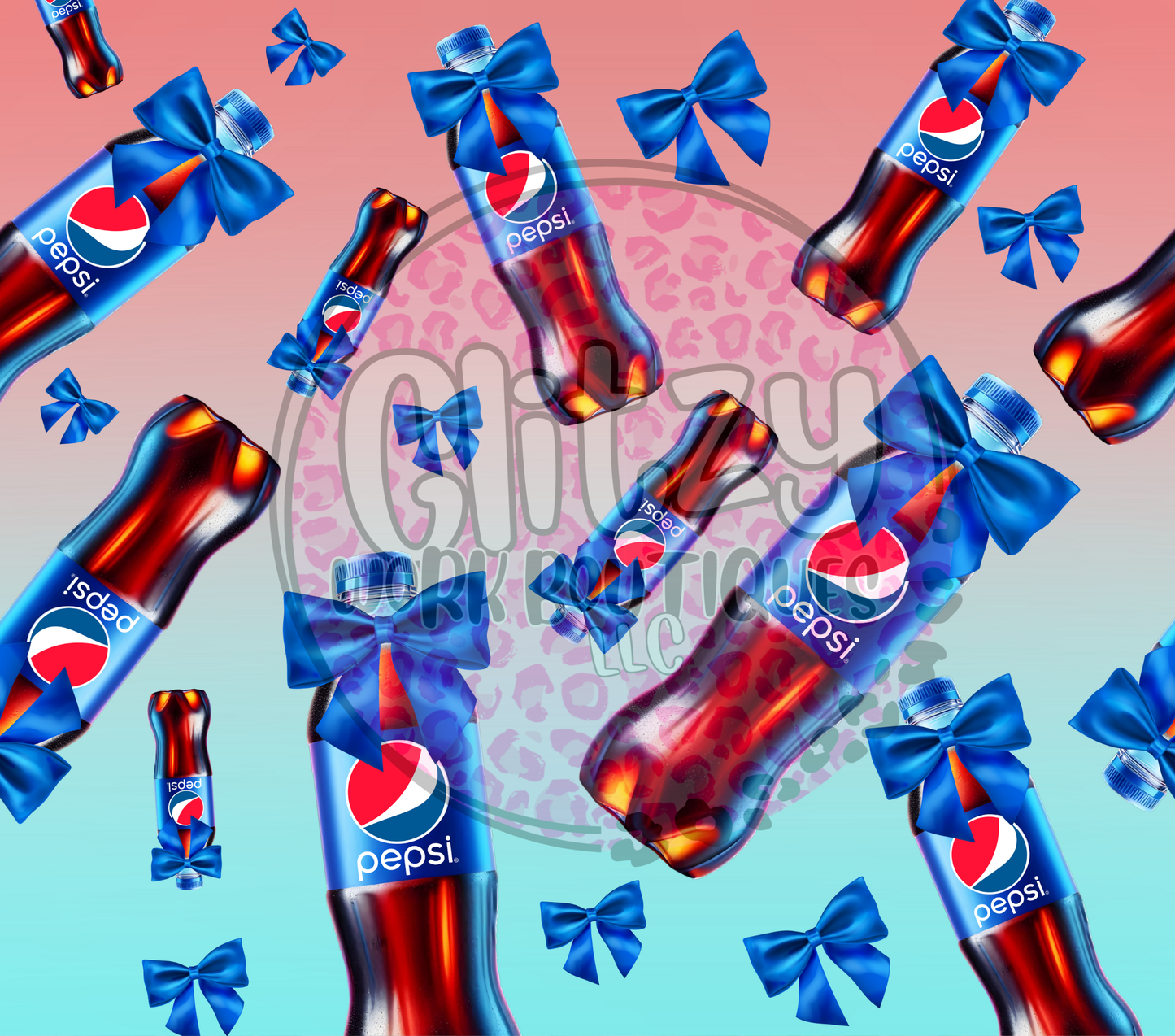 PEPSI RED & BLUE OMBRE SUBLIMATION TUMBLER TRANSFER
