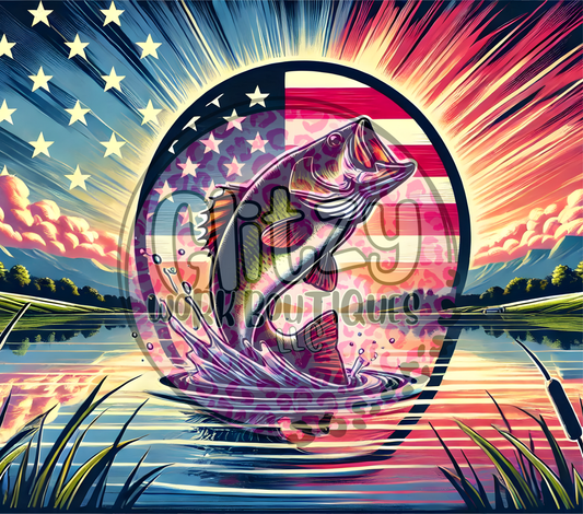 MERICA' FISHIN SUBLIMATION TUMBLER TRANSFER