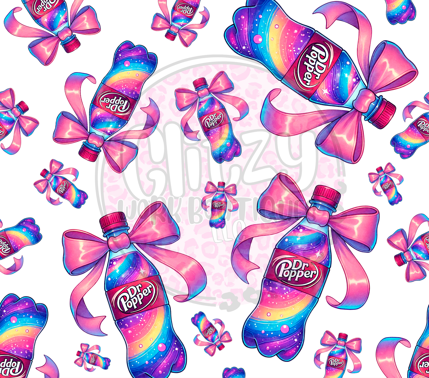 DR POPPER COLORFULL WHITE COQUETTE BOW SUBLIMATION TUMBLER TRANSFER