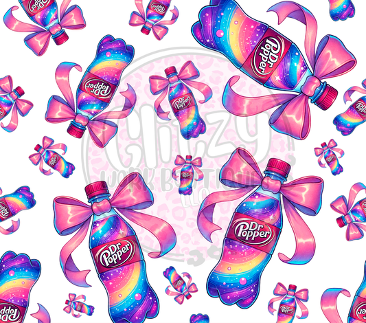 DR POPPER COLORFULL WHITE COQUETTE BOW SUBLIMATION TUMBLER TRANSFER