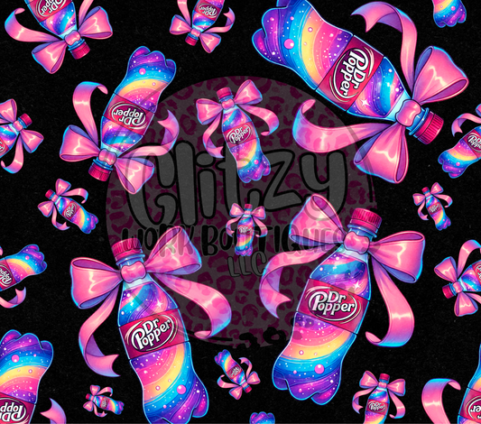 DR POPPER COLORFULL BLACK COQUETTE BOW SUBLIMATION TUMBLER TRANSFER