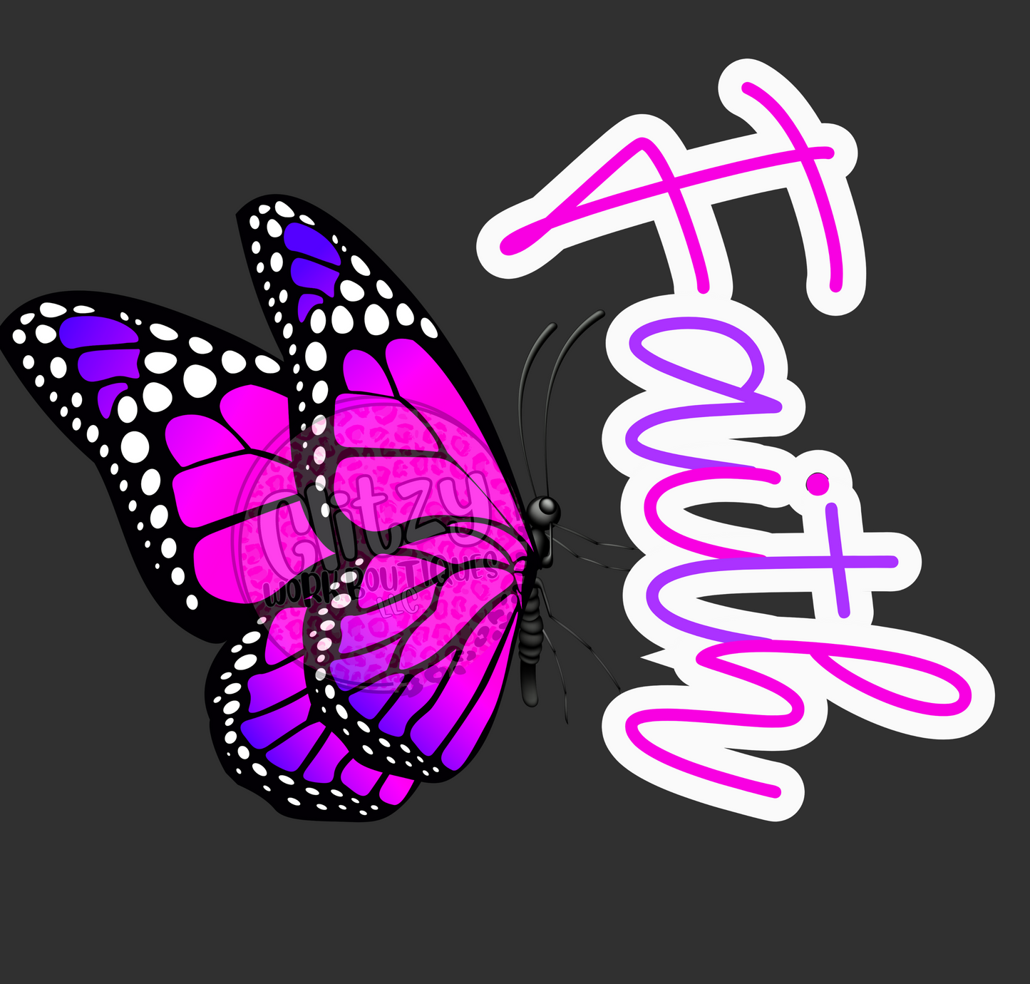 FAITH BUTTERFLY PINK & PURPLE UV CAR WINDOW DECAL