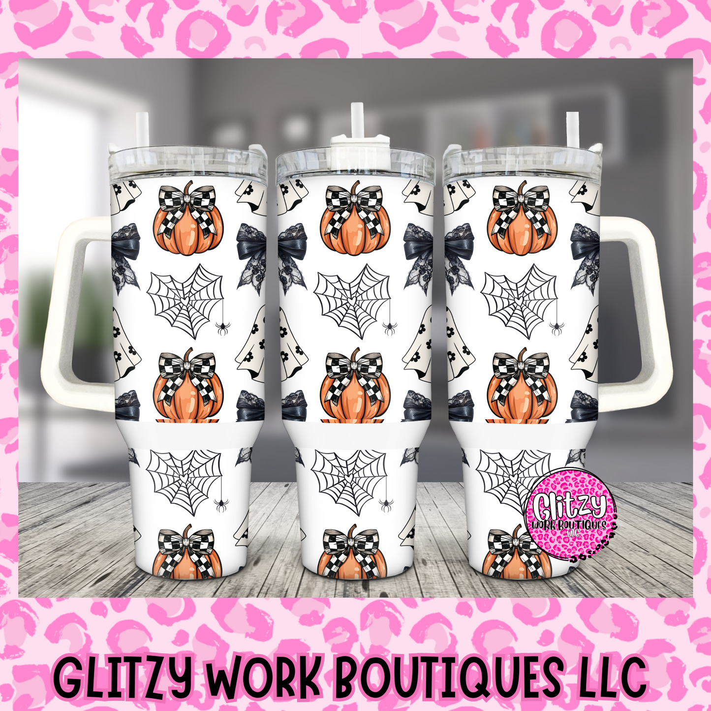 COQUETTE BOWS PUMPKINS & GHOST PASTEL 40oz TUMBLER