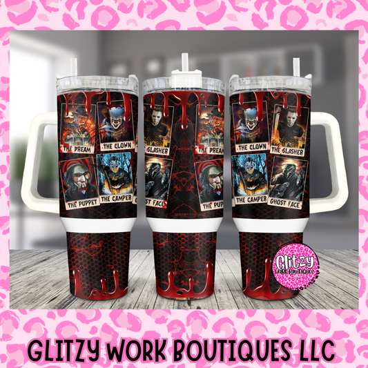 TAROT CARD HORROR BLOOD DRIPPIN' PASTEL 40oz TUMBLER