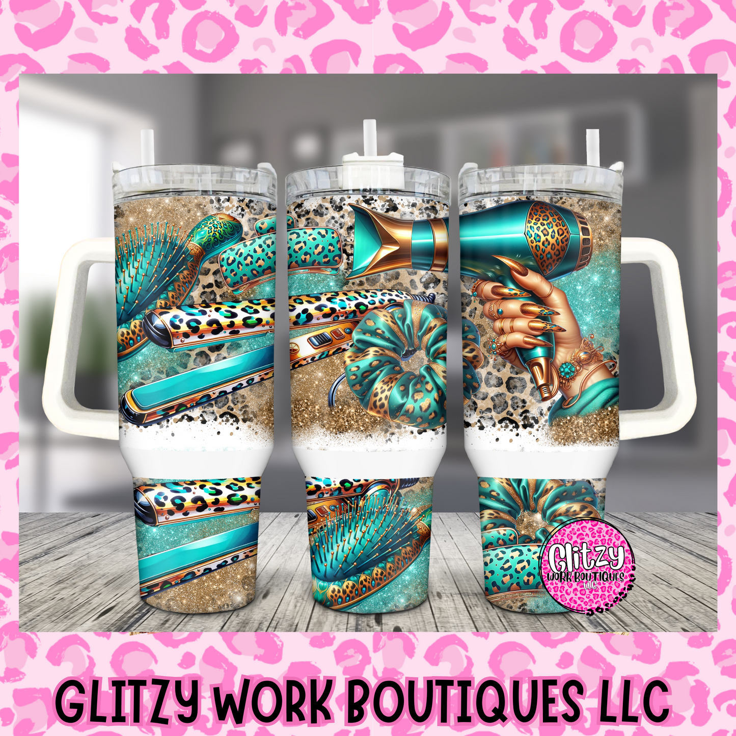 HAIR STYLIST LEOPARD 40oz TUMBLER