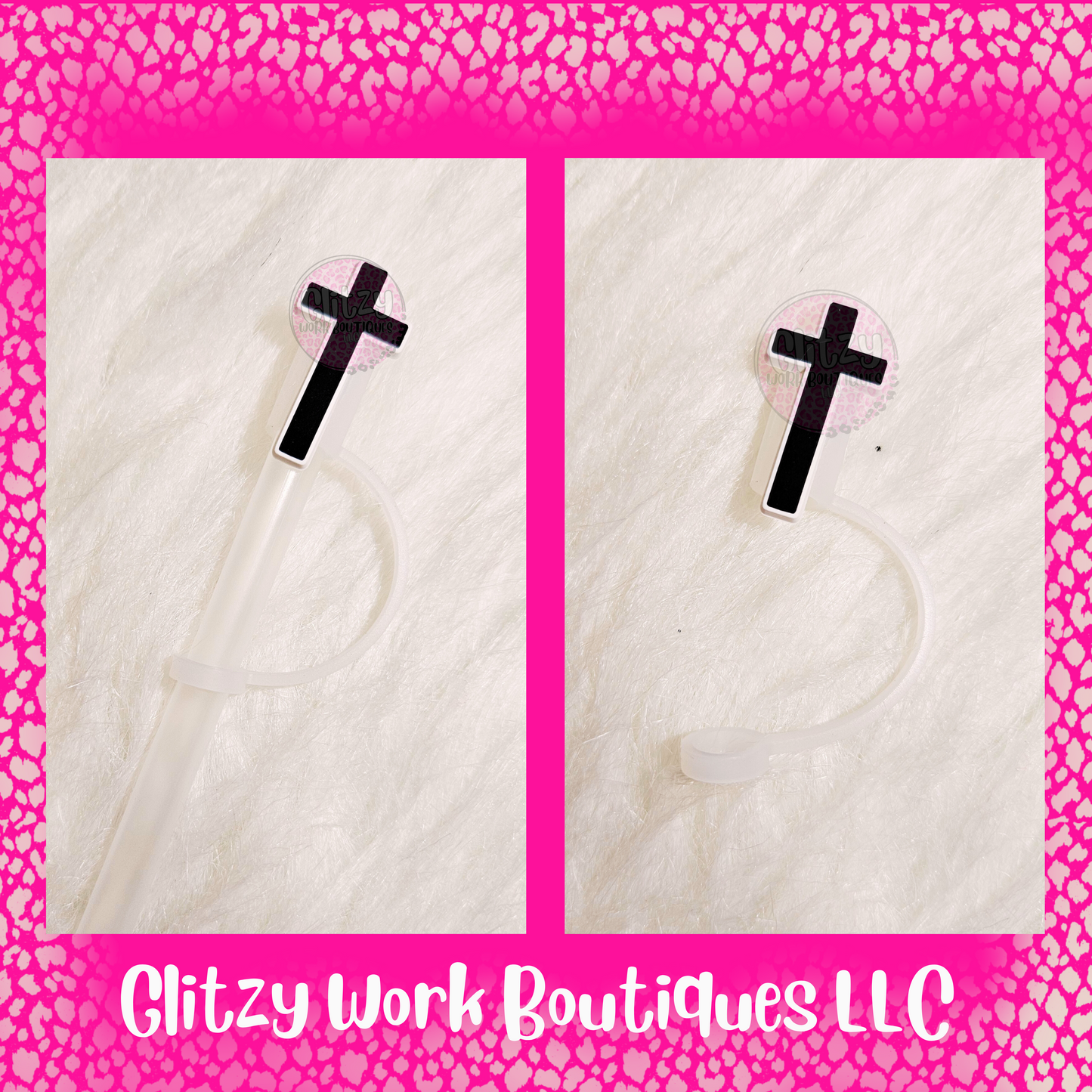 RELIGIOUS CROSS STRAW TOPPER