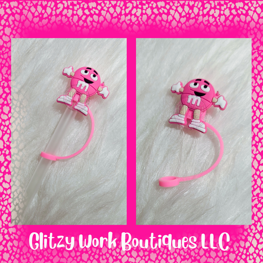 PINK M&M STRAW TOPPER