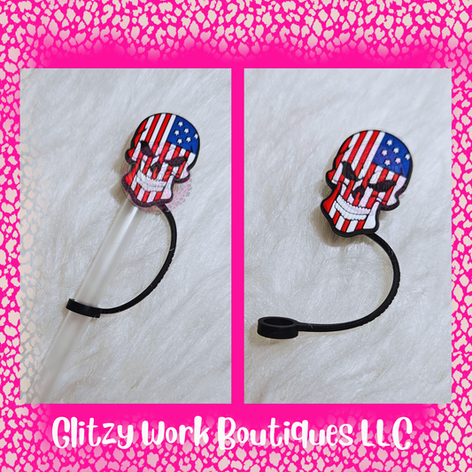 MERICA' SKULL STRAW TOPPER